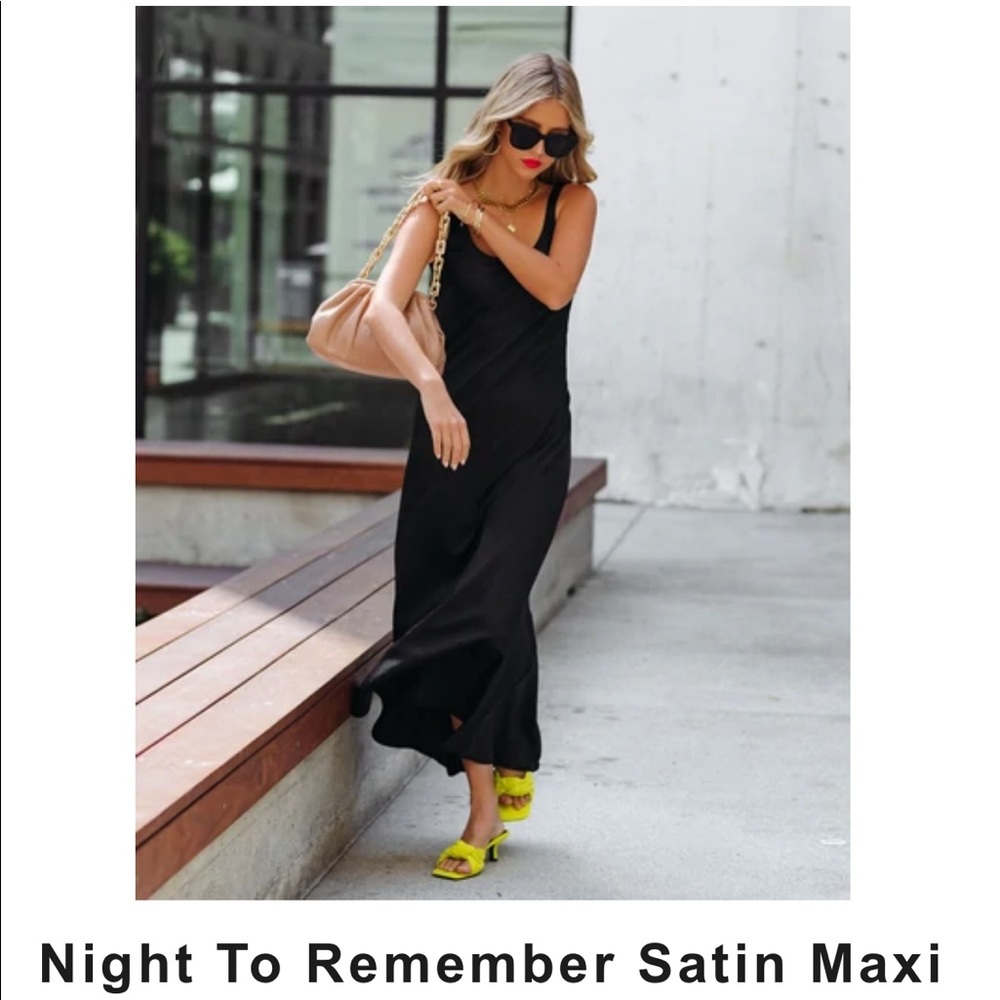 Black satin maxi dress - new with tags